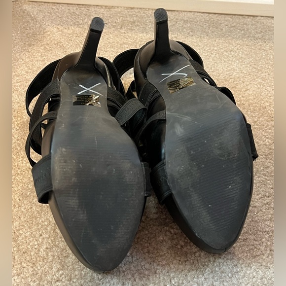 Black Bandage Strappy Collin Stewart platform 4 inch heels size 9.5 - Picture 2 of 6